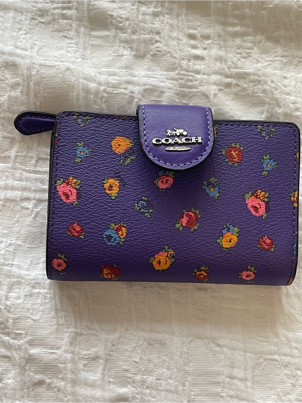 Coach Medium Corner Zip Purple Wallet